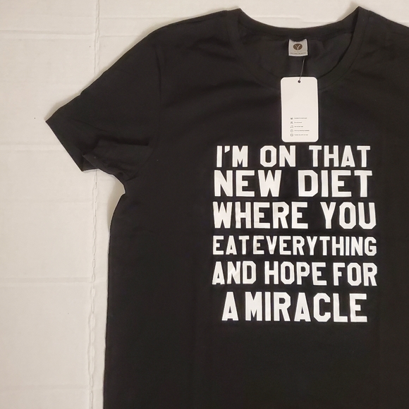 NWT! Happy Berry Black New Diet Funny Quote Tee L - Picture 5 of 9